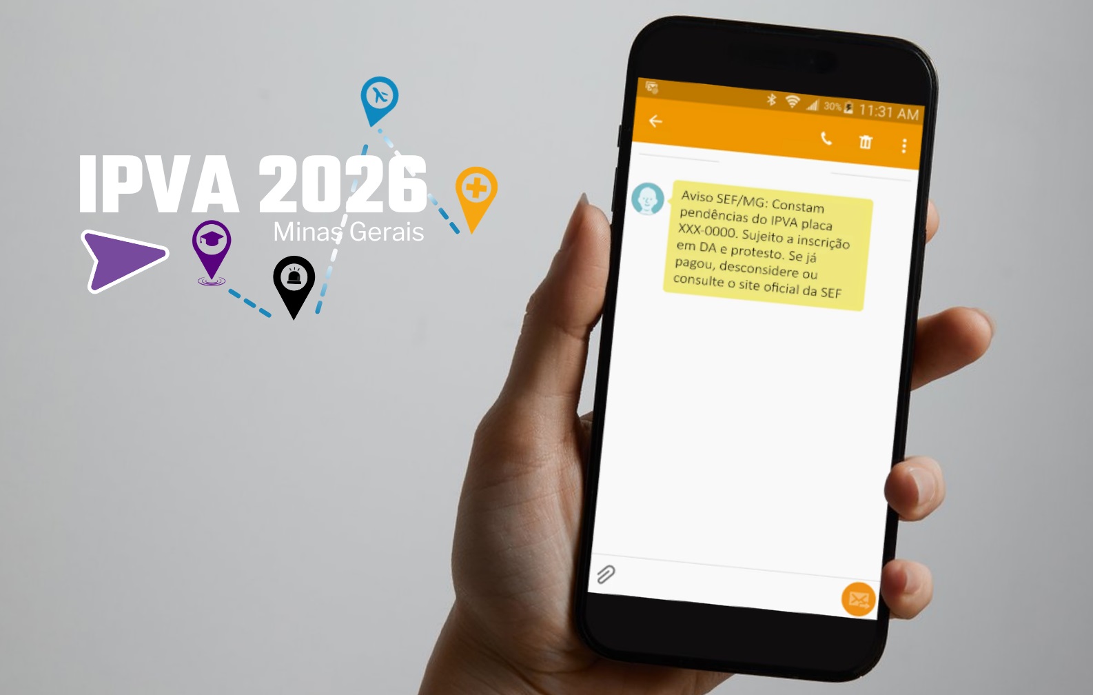 Secretaria de Fazenda envia alerta SMS a proprietários de veículos de Minas que não pagaram o IPVA 2026