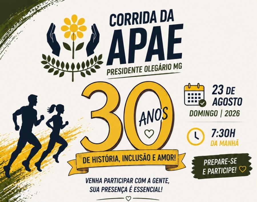 Corrida e Caminhada da APAE celebra 30 anos de história, inclusão e amor em Presidente Olegário